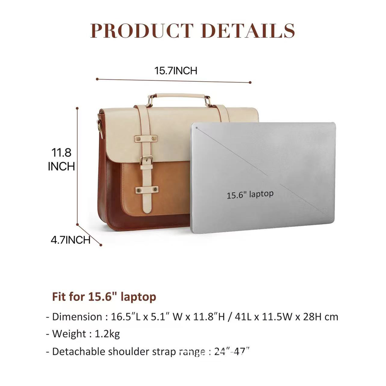 Laptop for Women 15.6 inch Briefcase Genuine Leather Bag 7