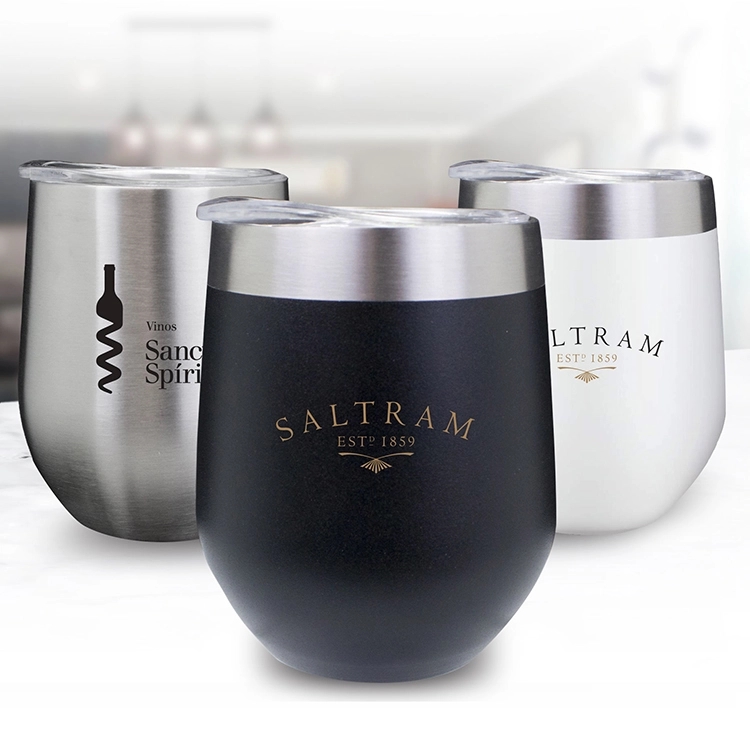 STAINLESS STEEL WINE TUMBLER WITH CLEAR LID 6