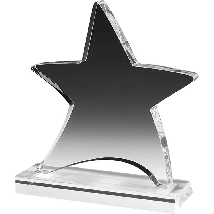 Clear Moving Star Award (6 1/2"x 7 1/4"x 3/4") Screen-Printed 2