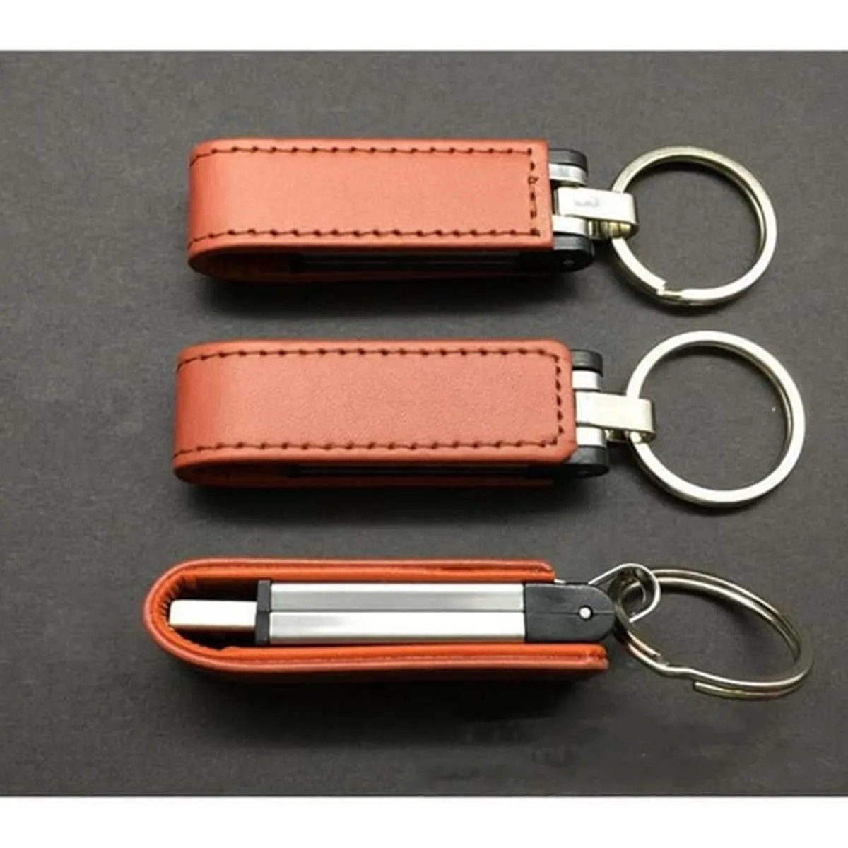 Custom Multicolor 16Gb Leather Usb Flash Drive with Keychain 3