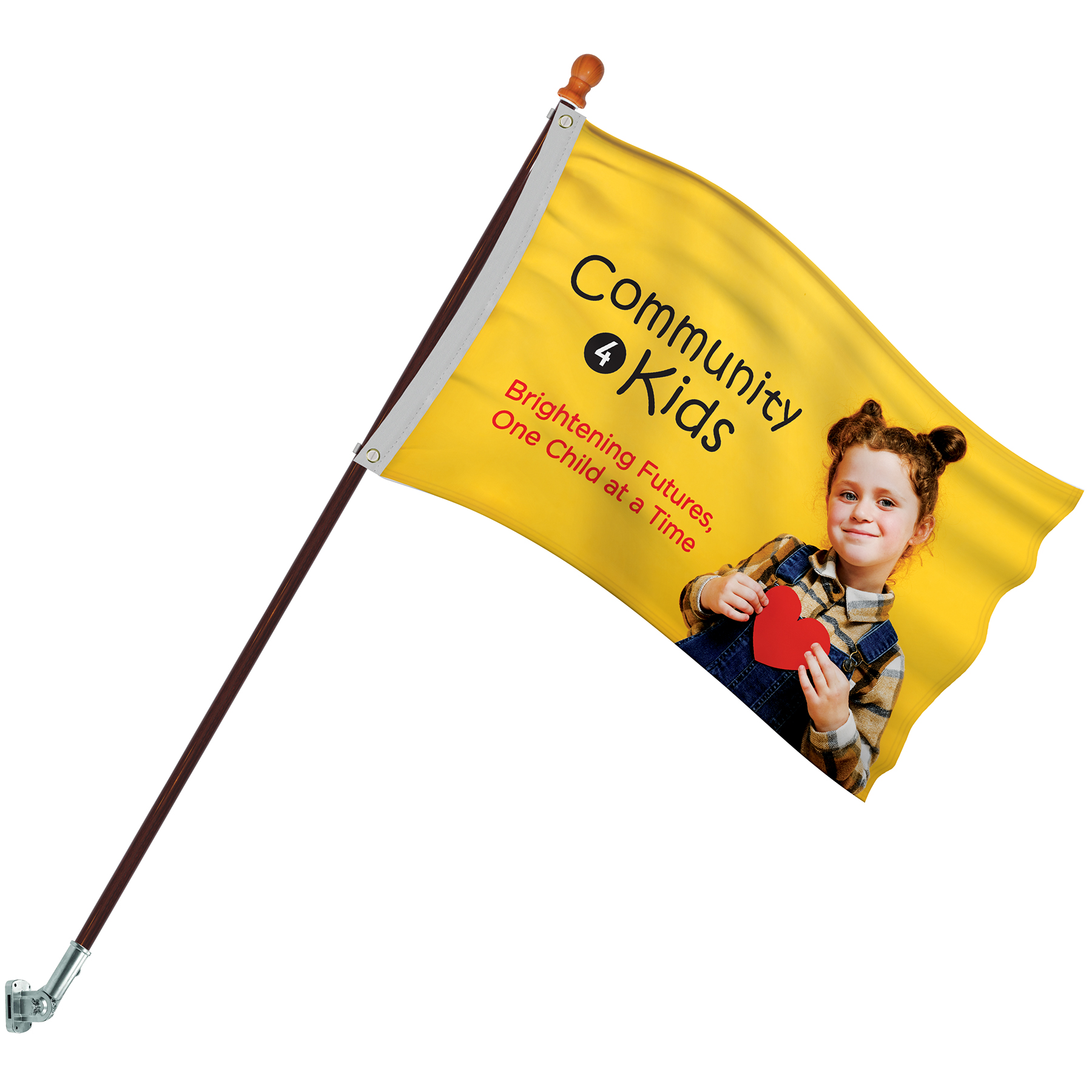 Promotional Flag Kit with 2' x 3' Flag and Silver Bracket 12