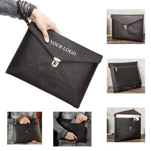 Crazy Horse Leather Laptop Bag With Magnetic Buckles 3