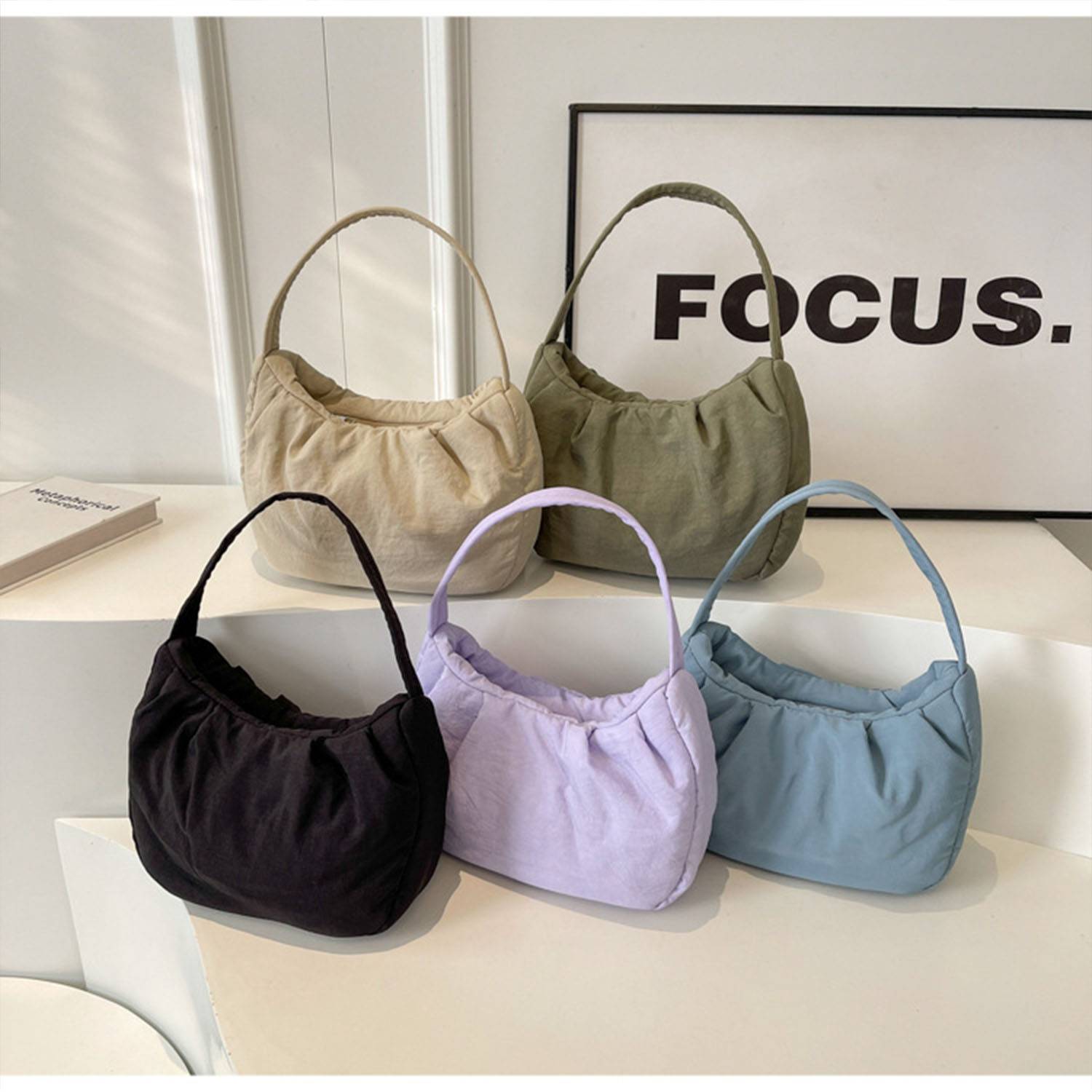 Nylon Wrinkle Candy Underarm Tote Bag 3