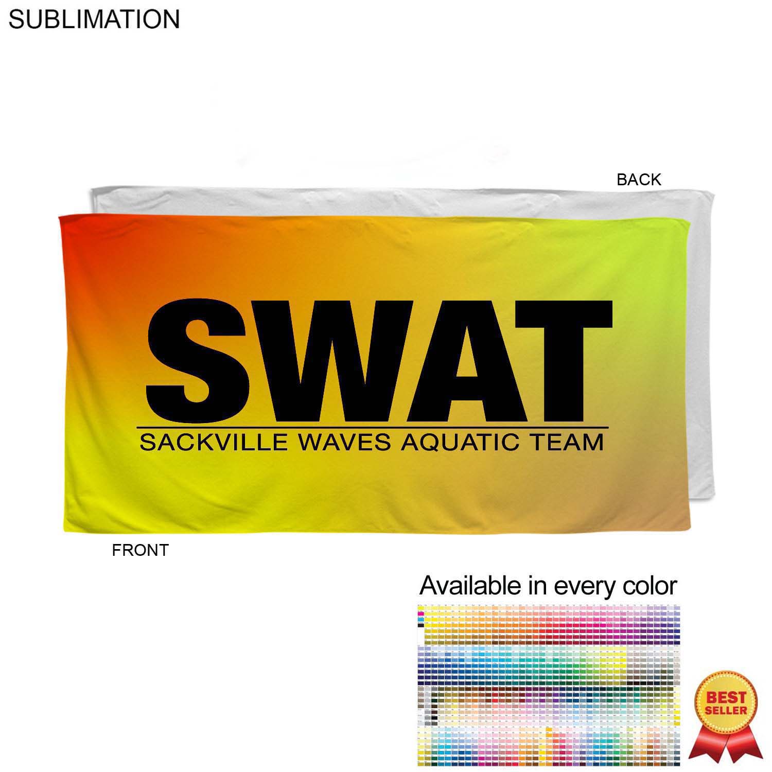 Swim Towel in Microfiber Dri-Lite Terry, 30x60, Sublimated Edge to Edge 1 side 9