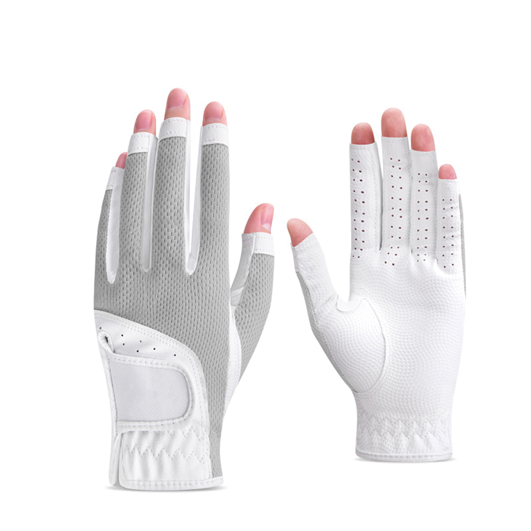 Golf Fingerless Breathable Mesh Sun Protection Gloves 5