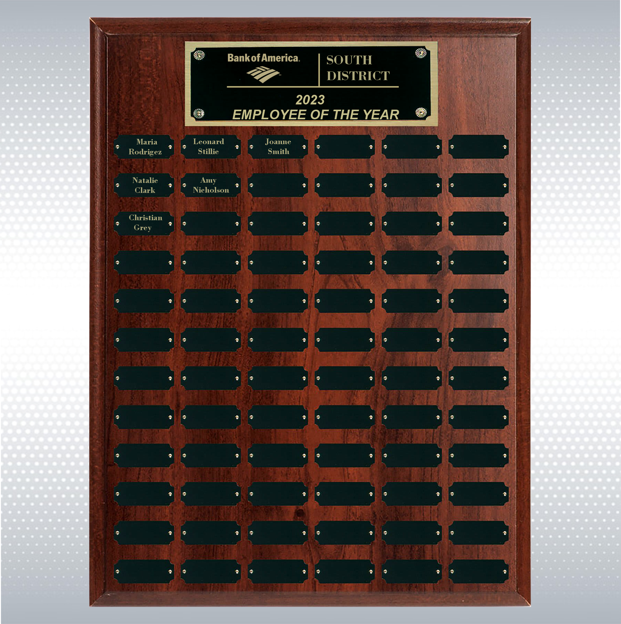 Step Edge Genuine Walnut 72 Plate Perpetual Plaque (18" x 24'') 1