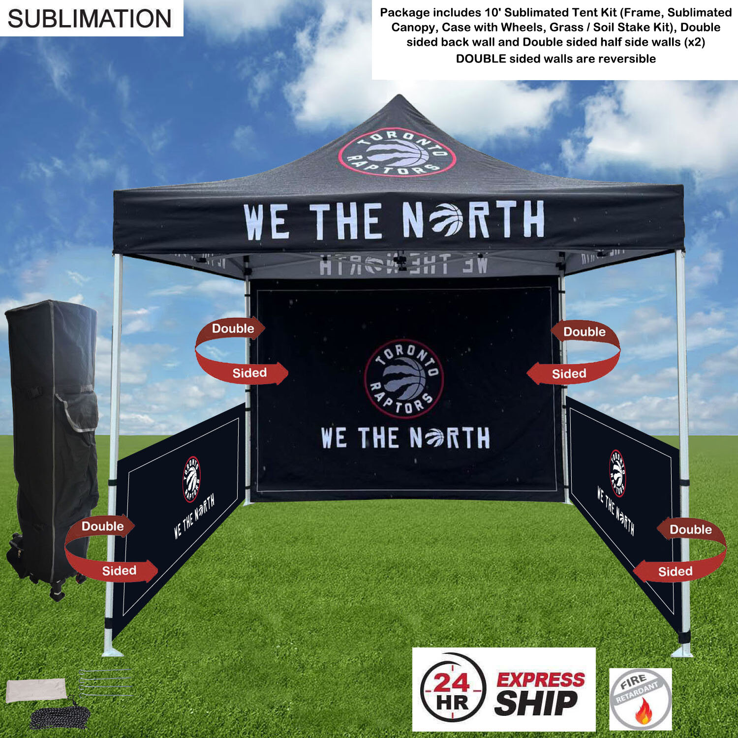 24Hr Express Ship - 10' Sublimated Tent kit, DOUBLE sided backwall and 2 DOUBLE sided half sidewalls 22