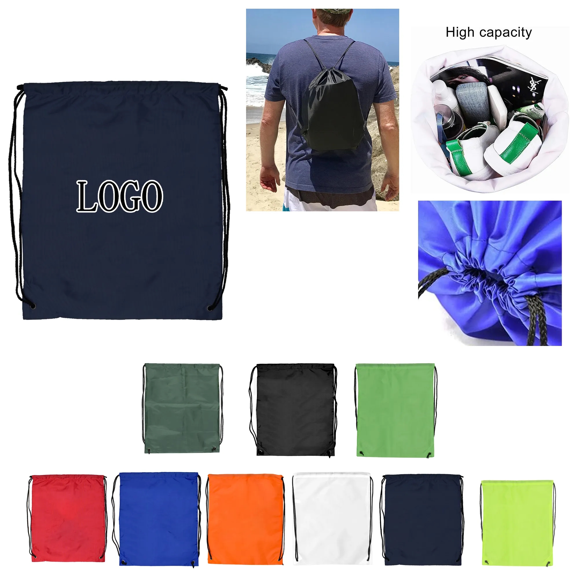 210D Polyester Drawstring Backpack 16