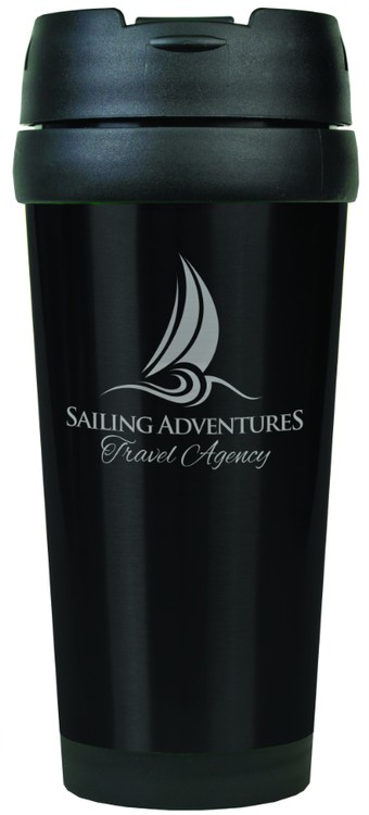16 oz. Black Laser Engraved Stainless Steel Travel Mug 2