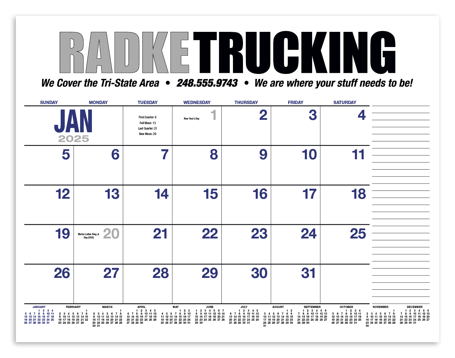 HotLine® Products 13-Month Desk Pad Calendar 28