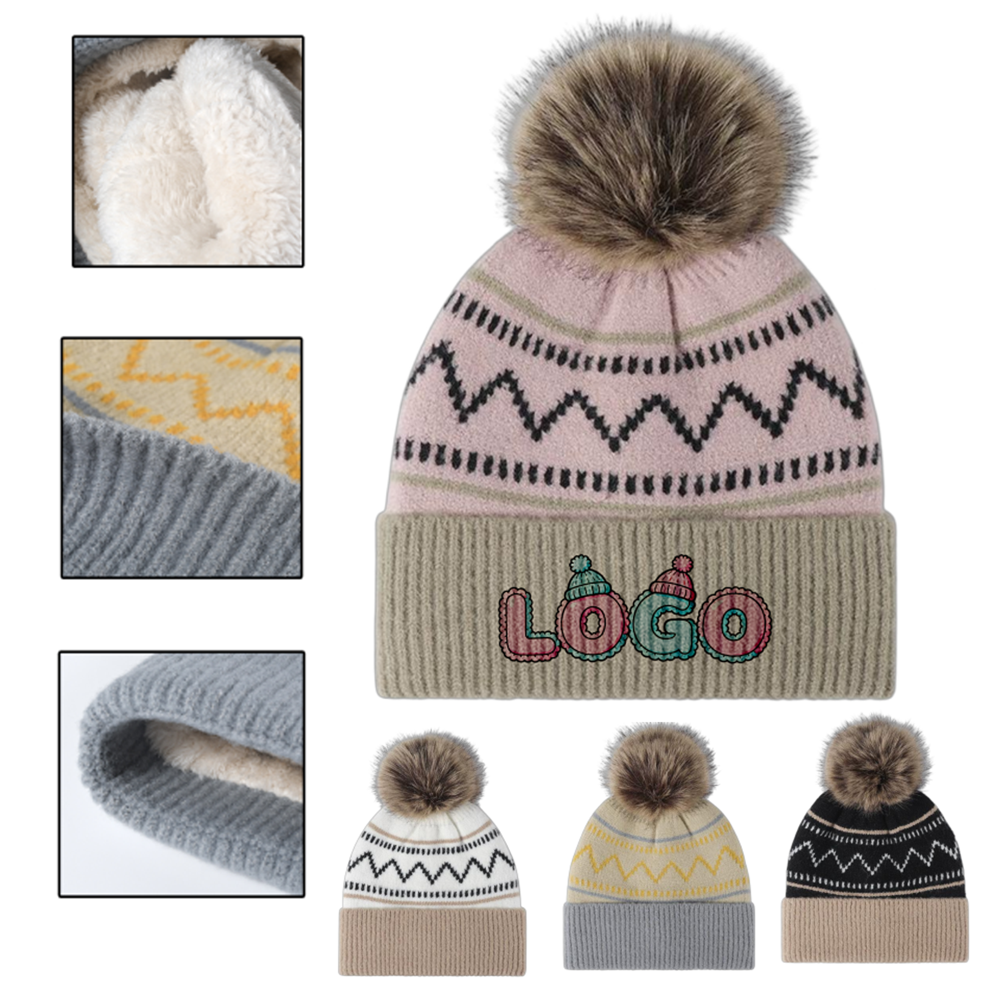 Winter Faux Fur Pom Hat 6
