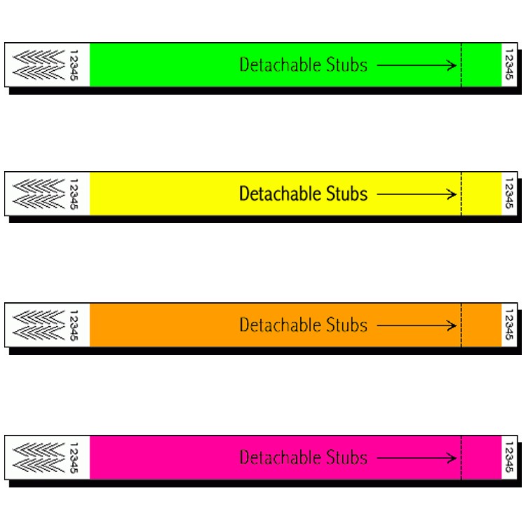 Stub 3/4" Tyvek Wristband - Neon - Black Light Sensitive 4