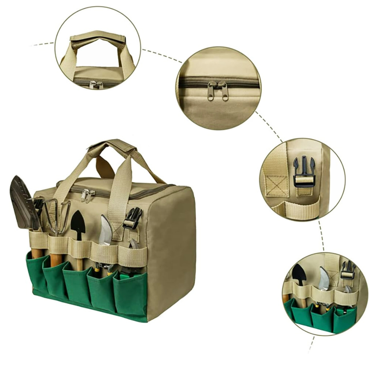 30L Folding Garden Stool with 5-Piece Tool Set & Bag 1