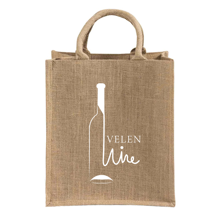 Vineyard 6-Bottle Jute Wine Tote Bag 2