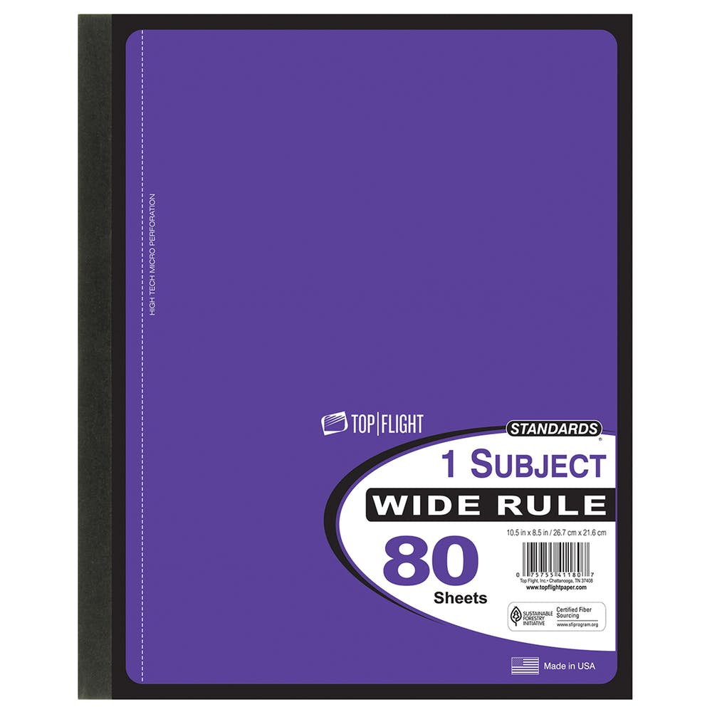 1 Subject Hinged Notebooks - Wide Ruled 80 Sheets 5 Colors 1