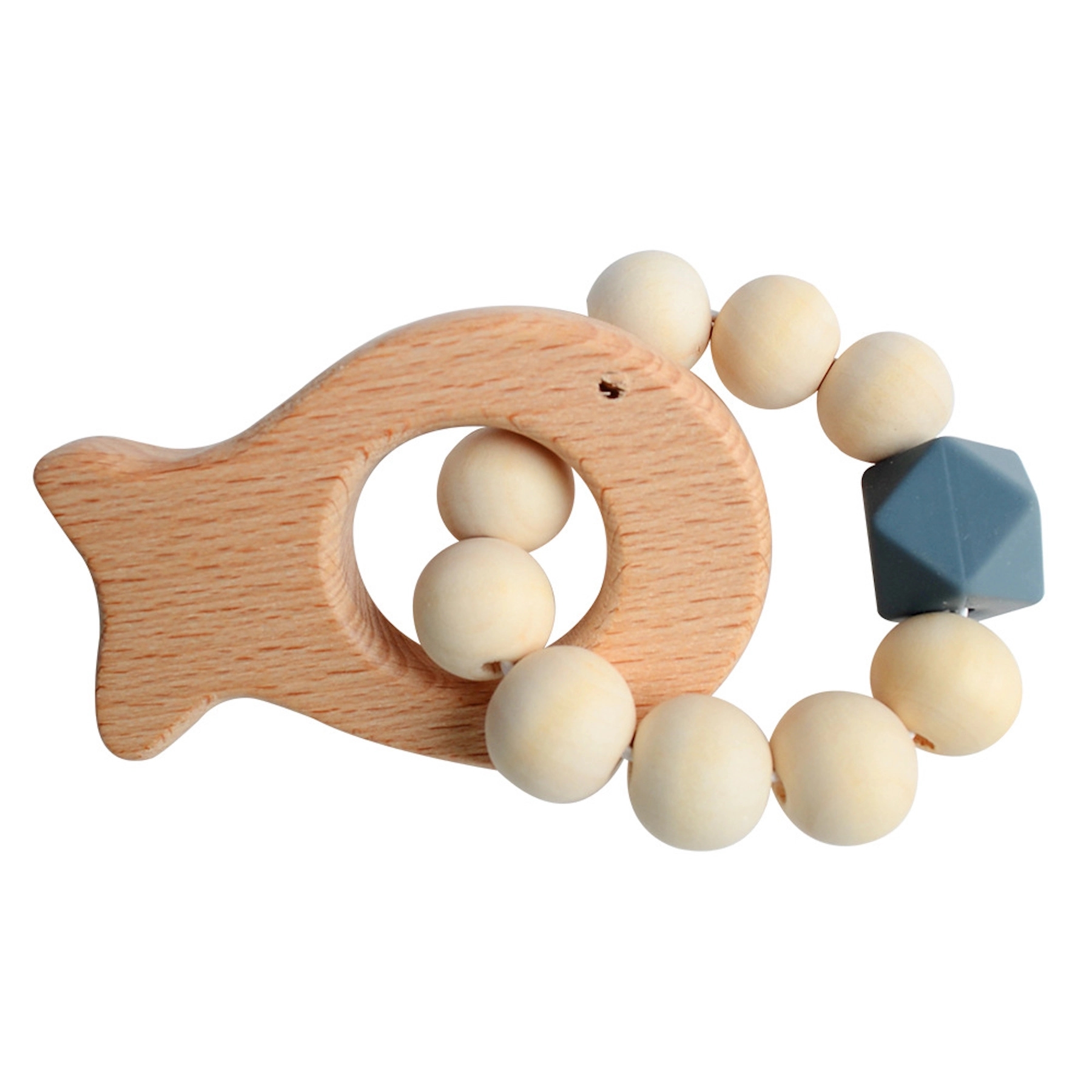Natural Wood Teething Rattle : 3 M+ 7