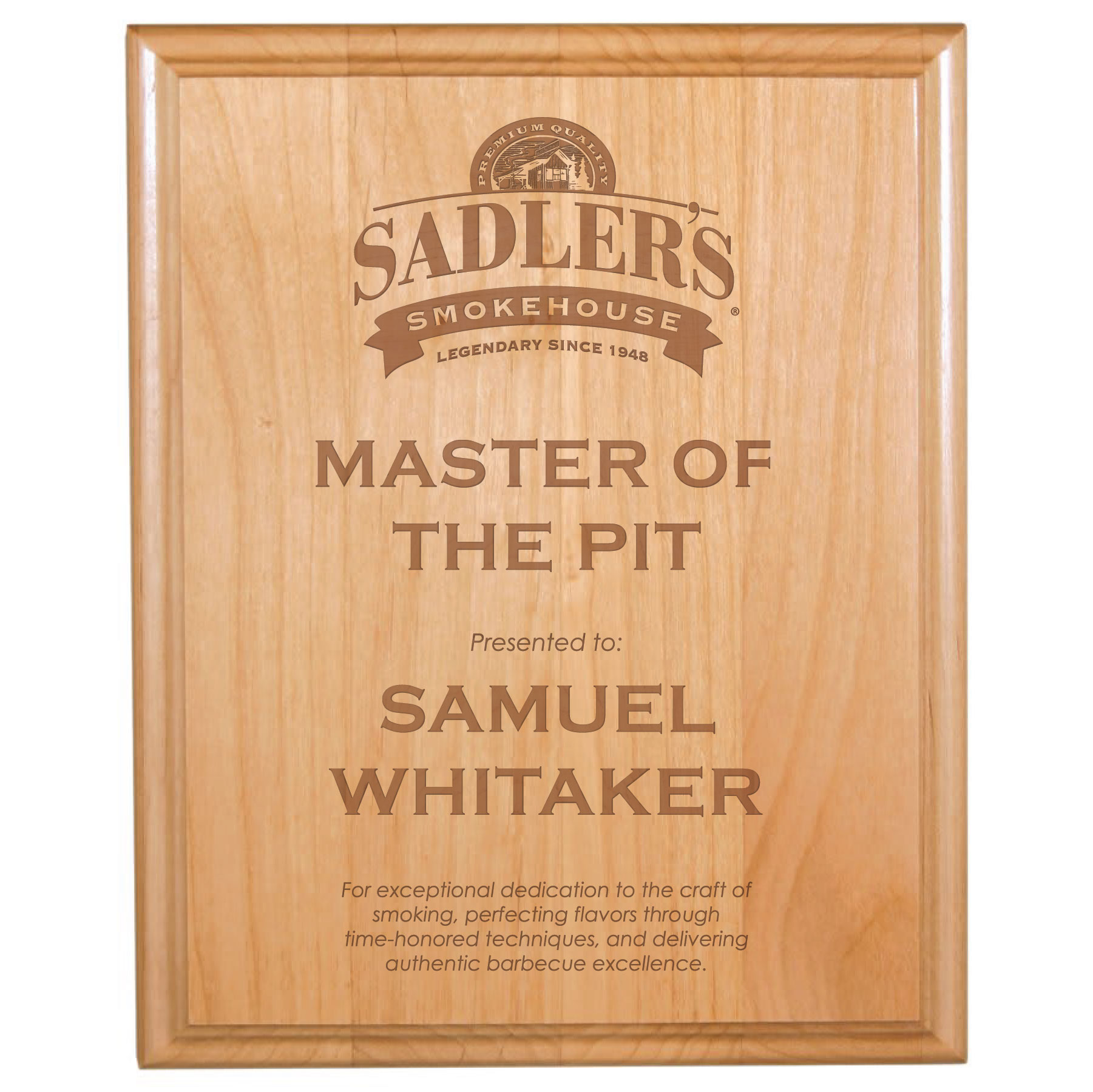 8" x 10" All American Red Alder Plaque 2