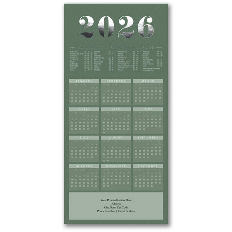 Simple Year Holiday Calendar Card 1