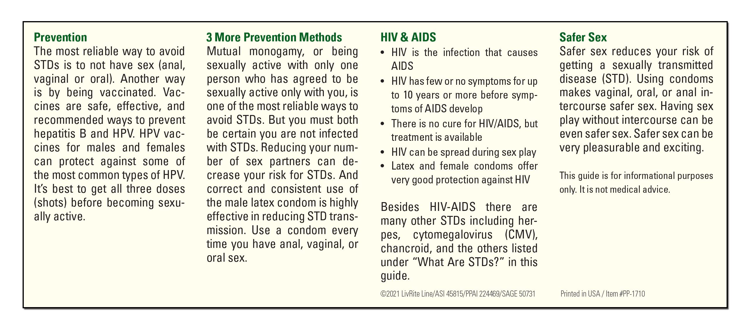 POCKET PAMPHLET - STIs - Know the Facts Pocket Pamphlet 2