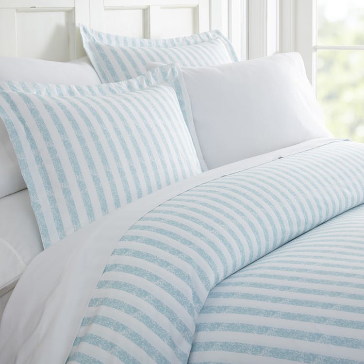 Duvet Cover Sets - Blue Stripe Queen 3 Piece 1