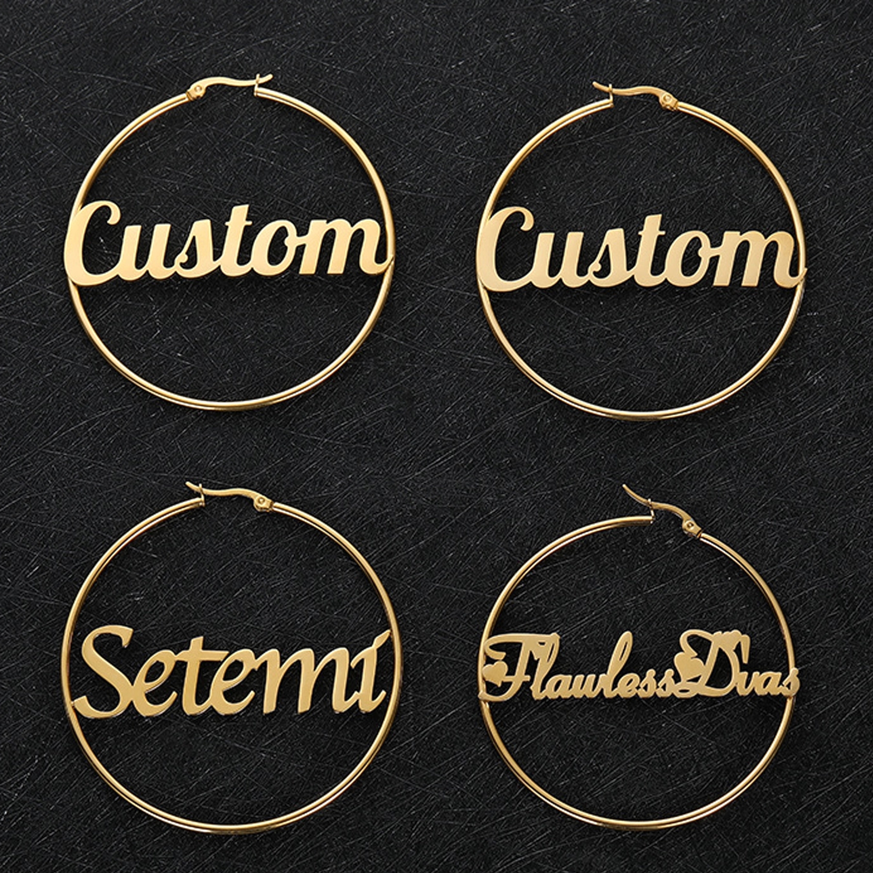 2.4" Big Hoop Earrings Stainless Steel Rose Gold Silver 2
