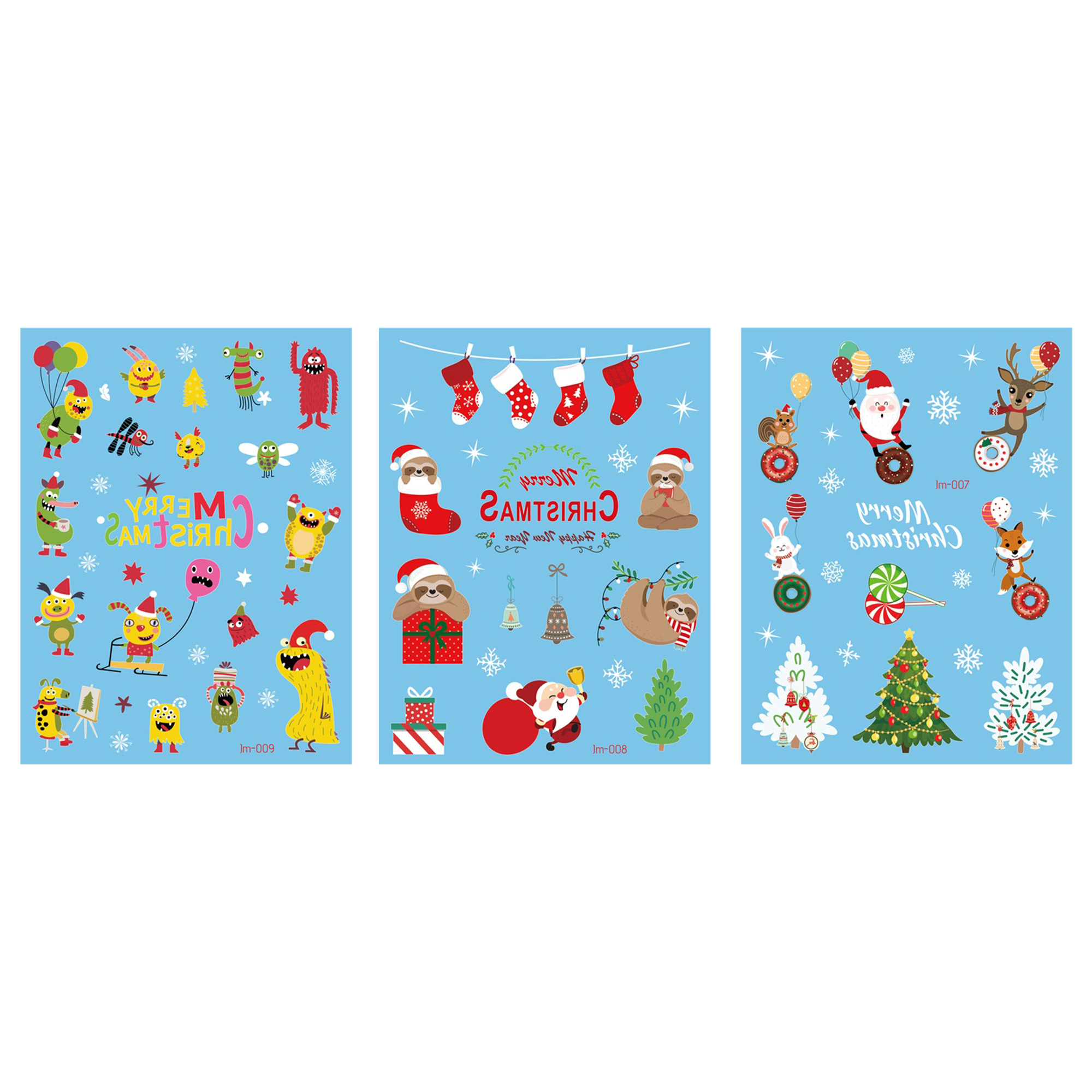 Christmas Cartoon Tattoo Sticker Sheet 4