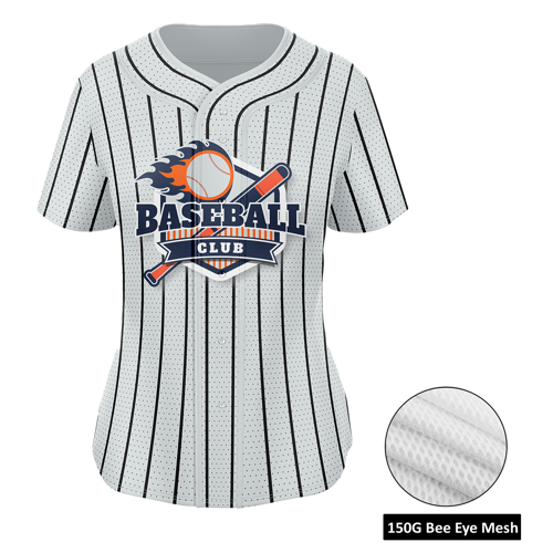 Women's Sublimation Full-Button Baseball Jersey - 150G Bee 1