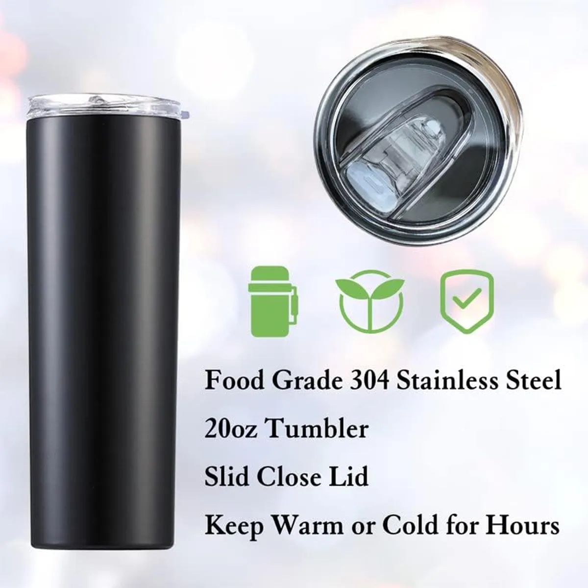 20 Oz. Tumbler with Lid and Straw Insulated Double Wall Cup 4