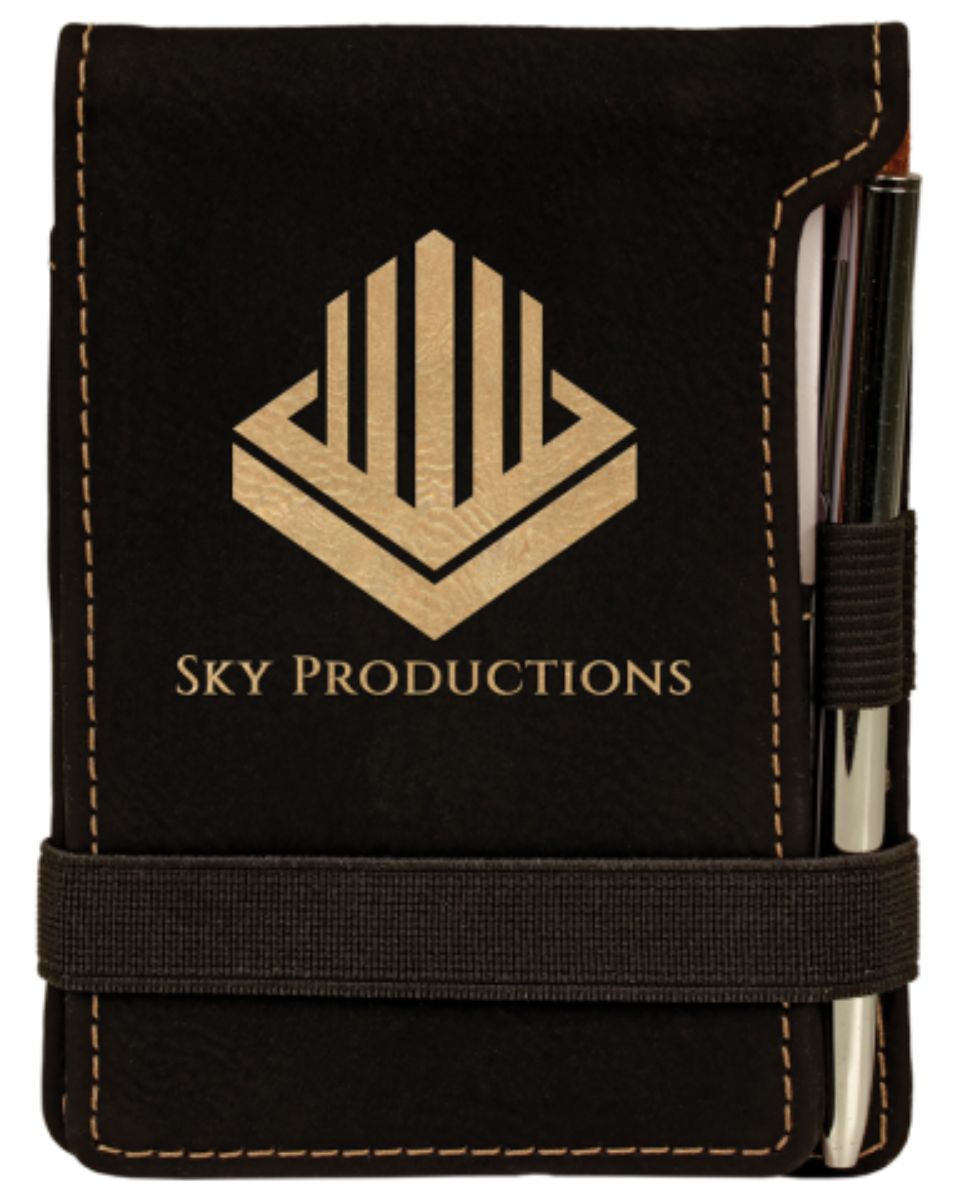 Engraved Black Leatherette Pad and Pen Set 2