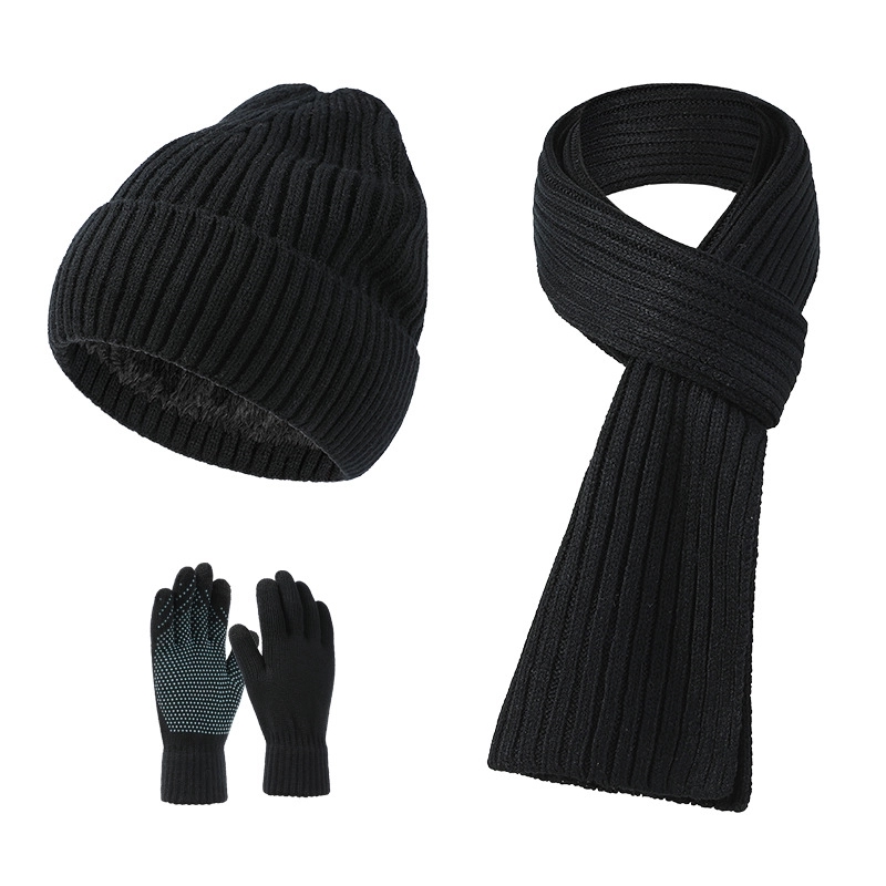 Custom Winter Knit Hat Beanie Long Scarf Gloves Set 5