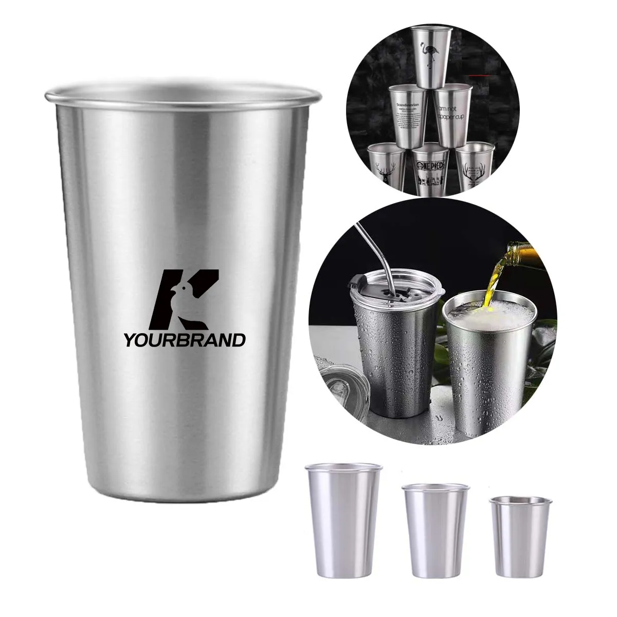 16oz Unbreakable Stackable Stainless Steel Drinking Cup 5
