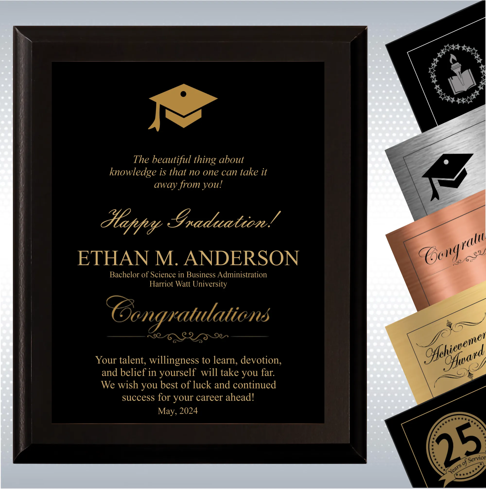 Black Matte Plaque Graduation Gift Award 7