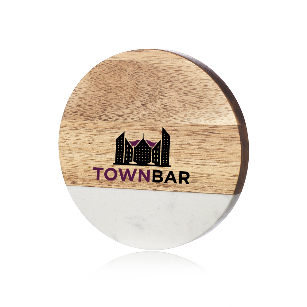 Round Marble and Wood Coaster with Bottle Opener 4