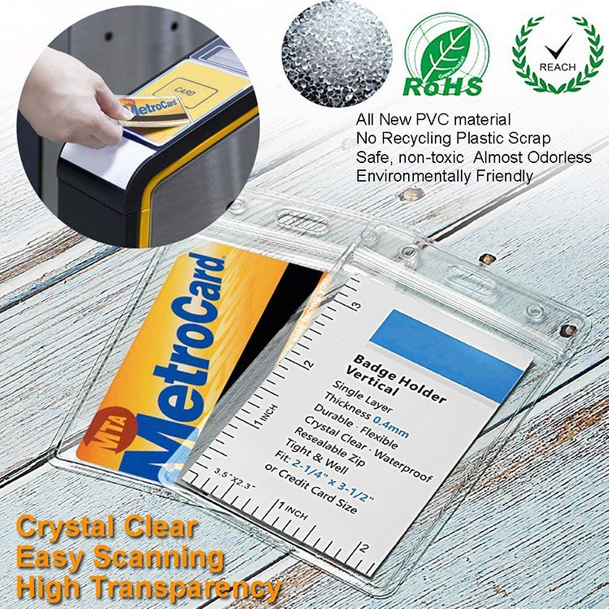 Clear Plastic Horizontal Name ID Card Holder 5