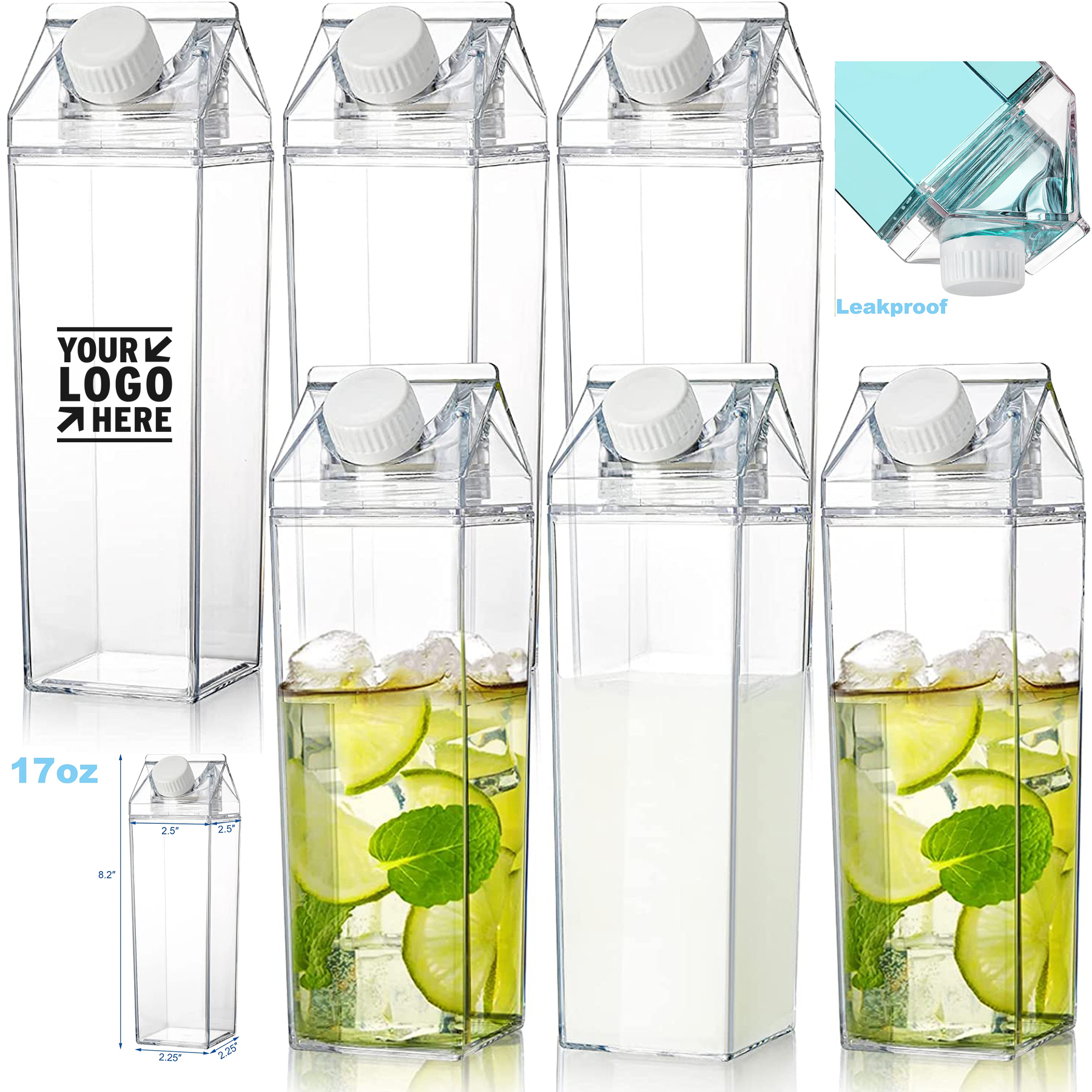 500ML 17 OZ CLear Milk Carton Water Bottle 2