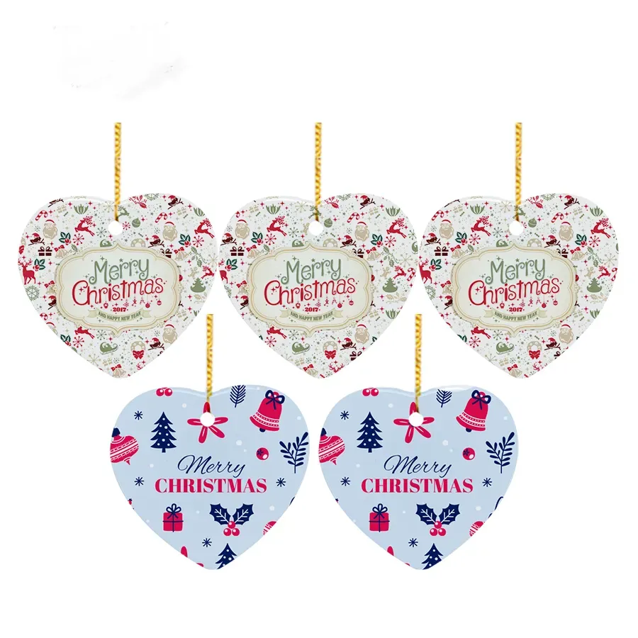 Heart Shape Ceramic Christmas Ornament 6