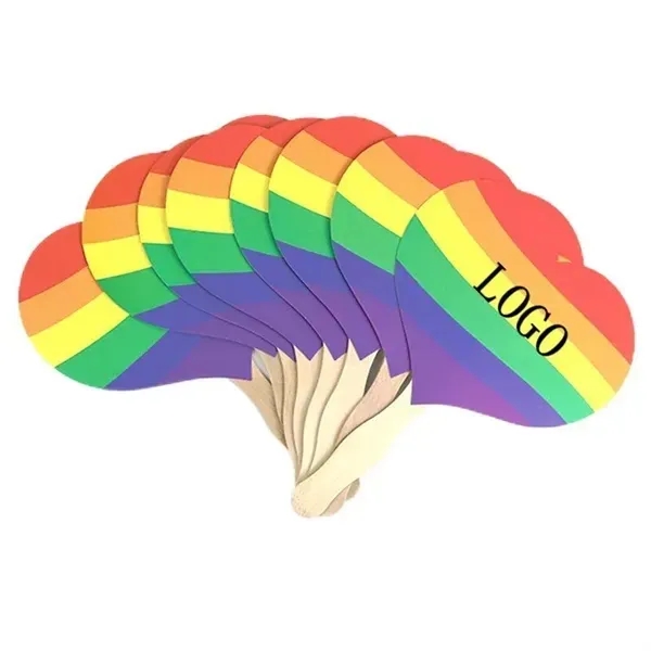 LGBT Rainbow Heart Shaped Paper Fan 3