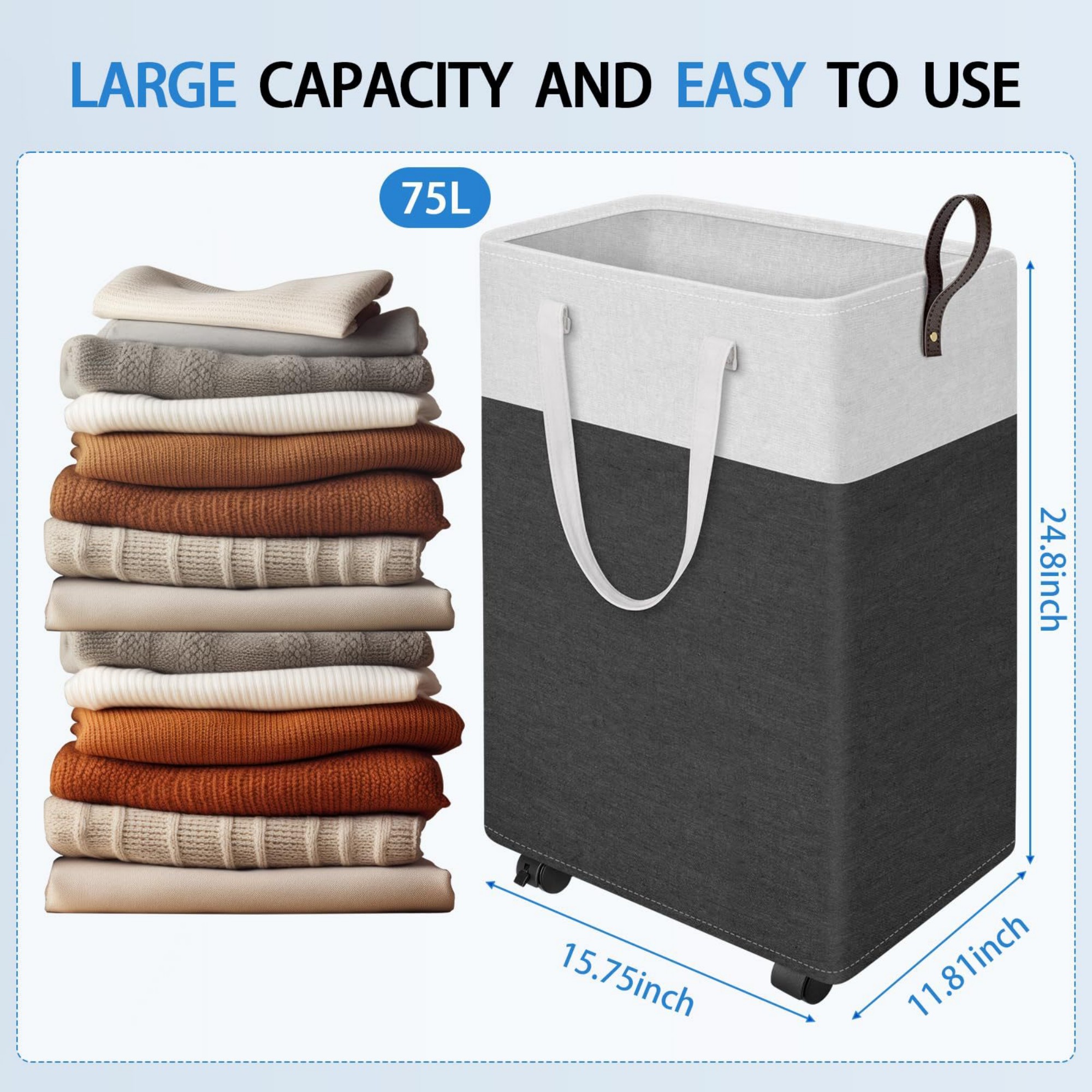 Large Foldable Wheeled Laundry Basket 1