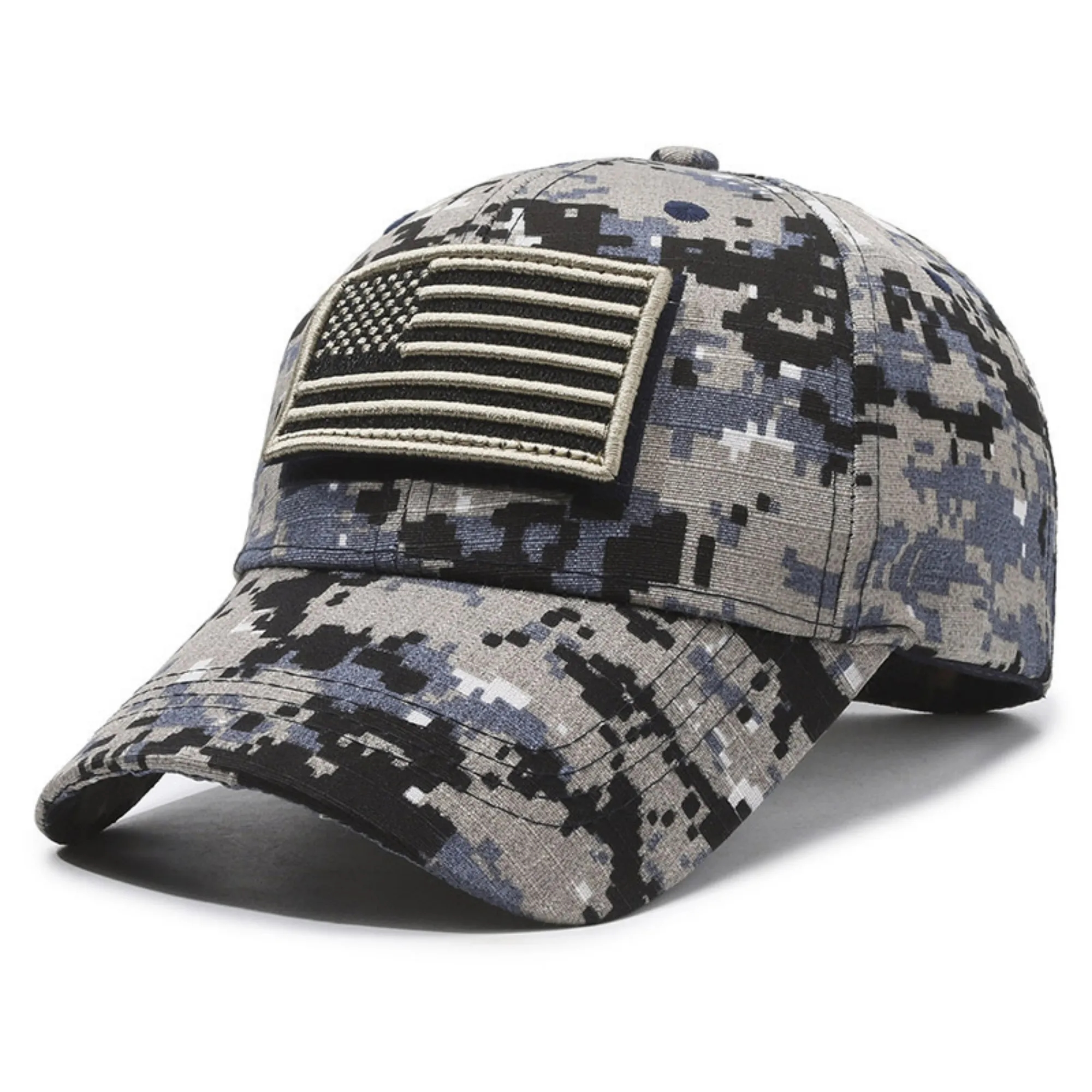 Camouflage Cotton Baseball Cap With Flag 11