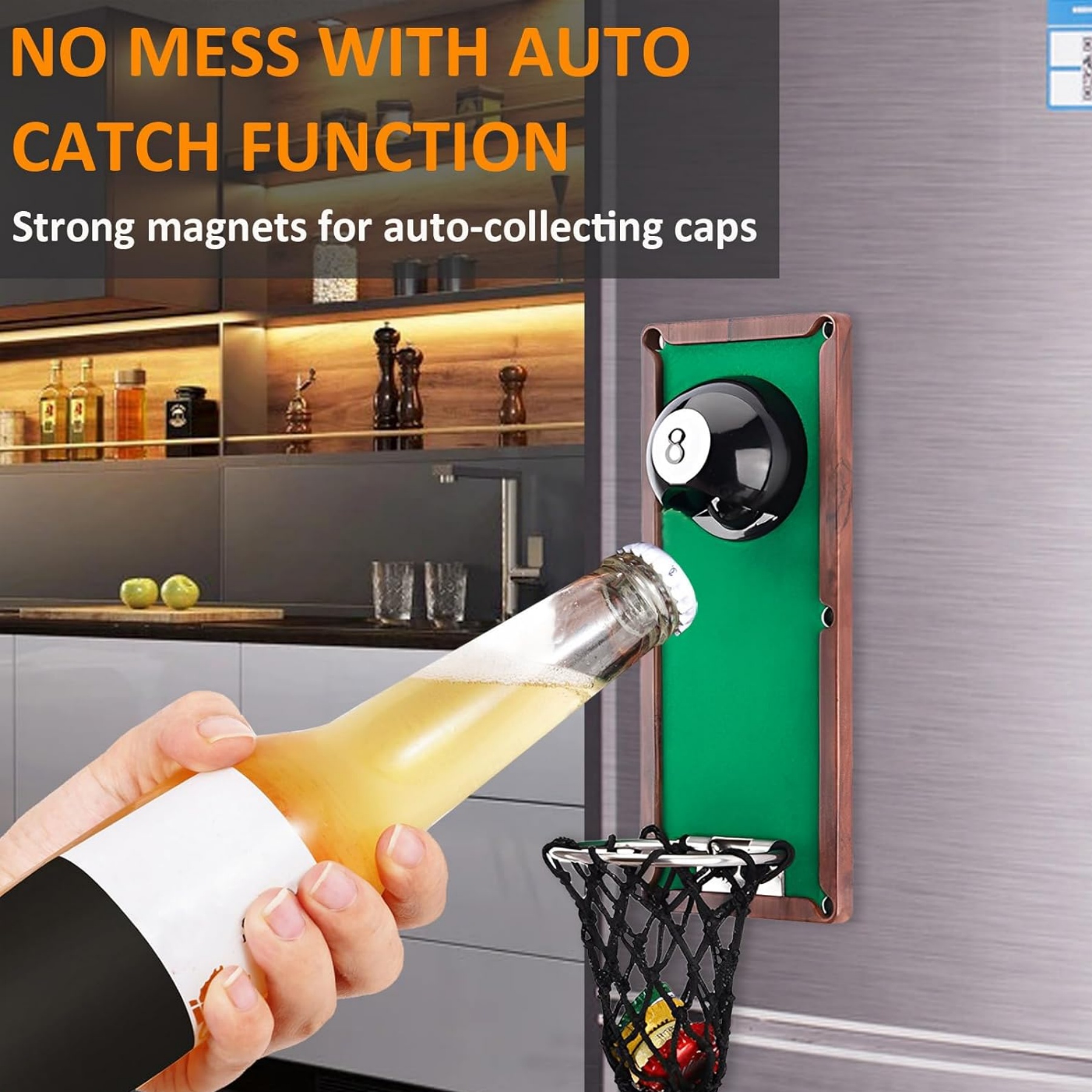 Billiard Ball Beer Bottle Opener Wall Mounted with Catcher 3