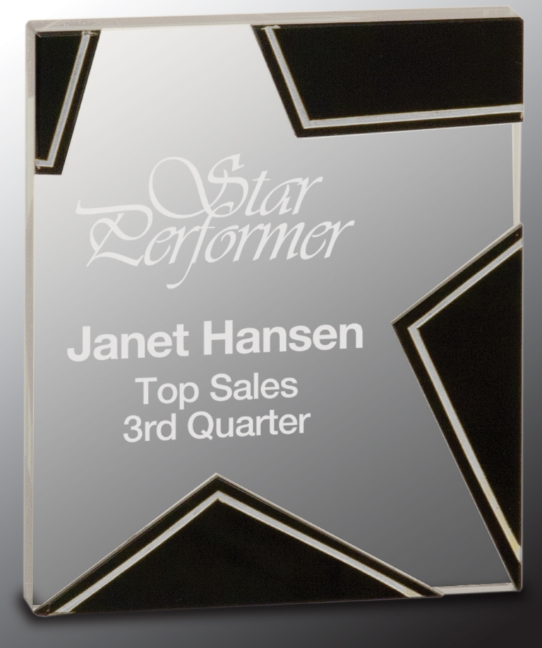 5 1/2" Silver/Black Glass Star Award