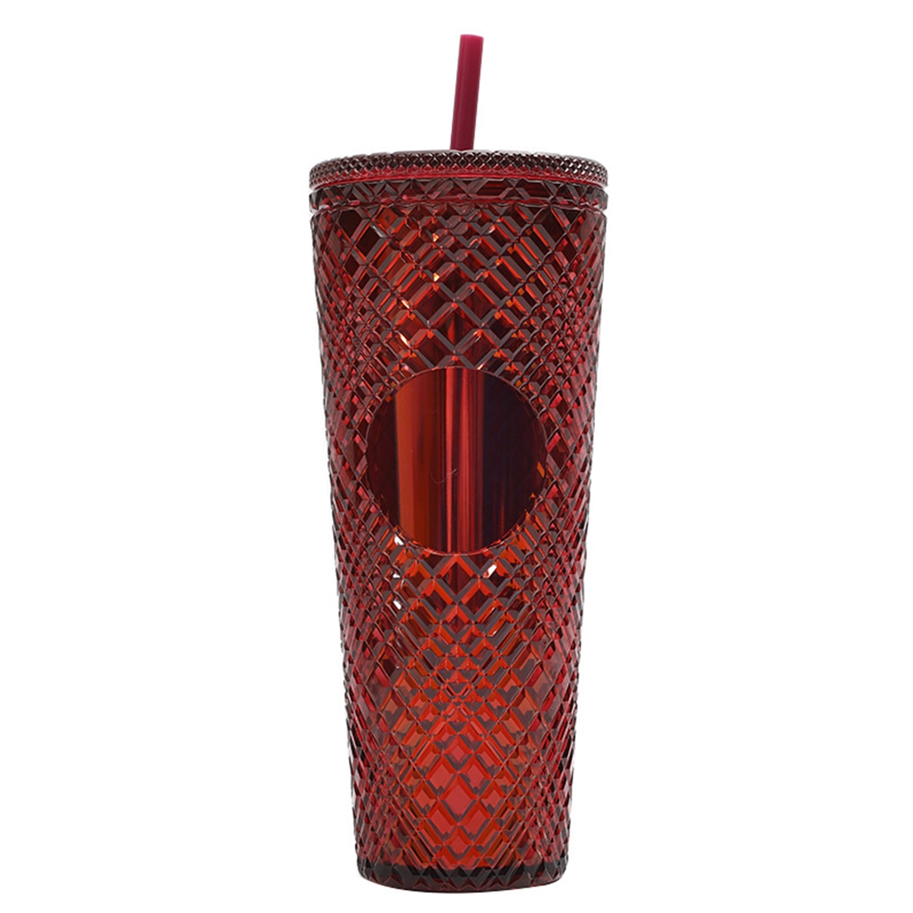 24 Oz. Plastic Double Wall Coffee Tumbler with Straw 6