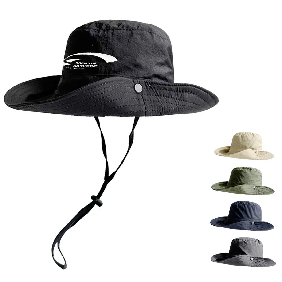 String Brim Sun Protection Outdoor Camping Summer Bucket Hat 2