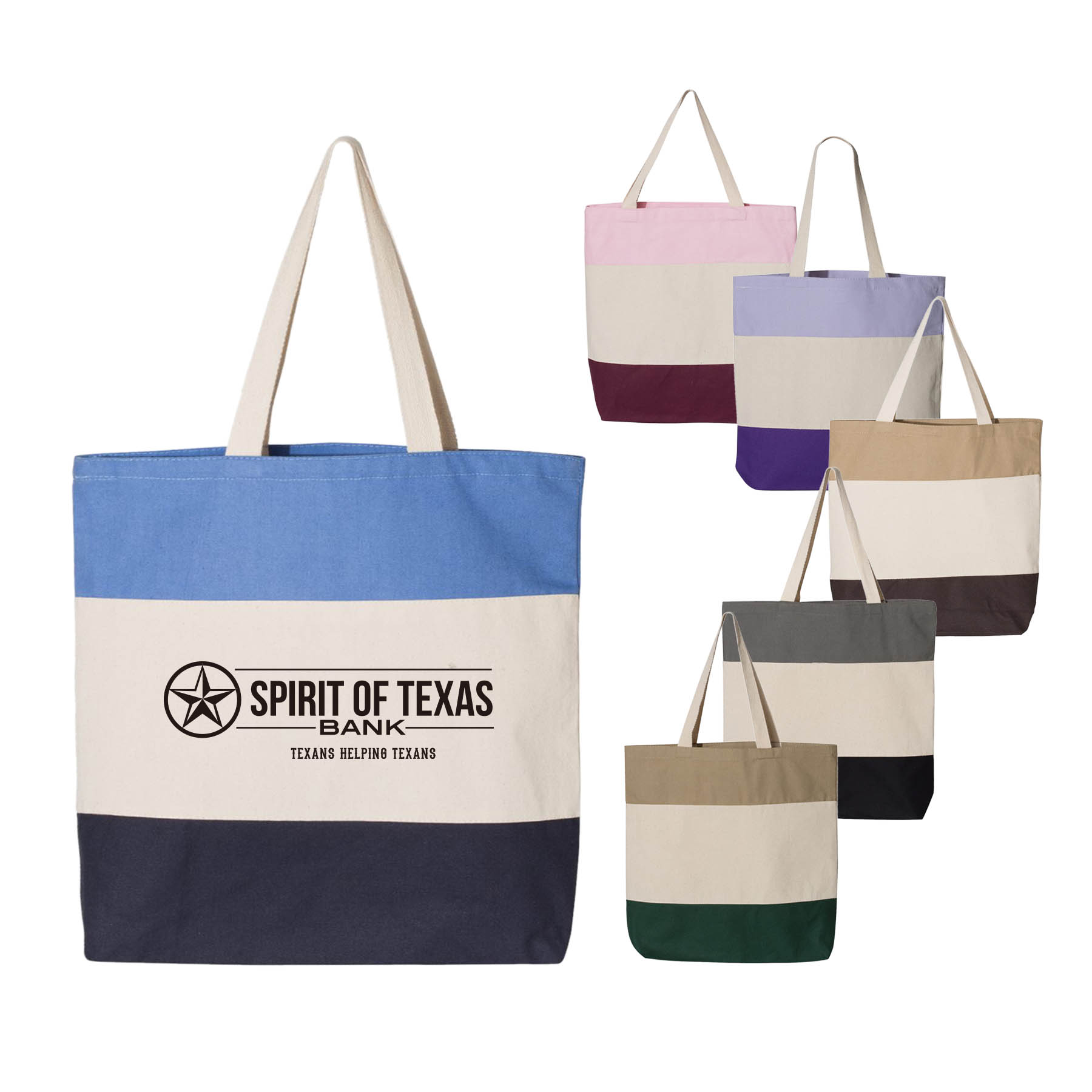 12 oz. 100% Heavy Canvas Webbed Handles Tri-Color Tote Bag 9