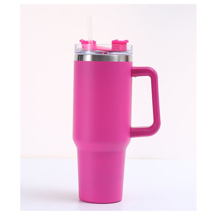 40 Oz Tumbler With Handle Stainless Steel Cups W/Straw & Lid 4