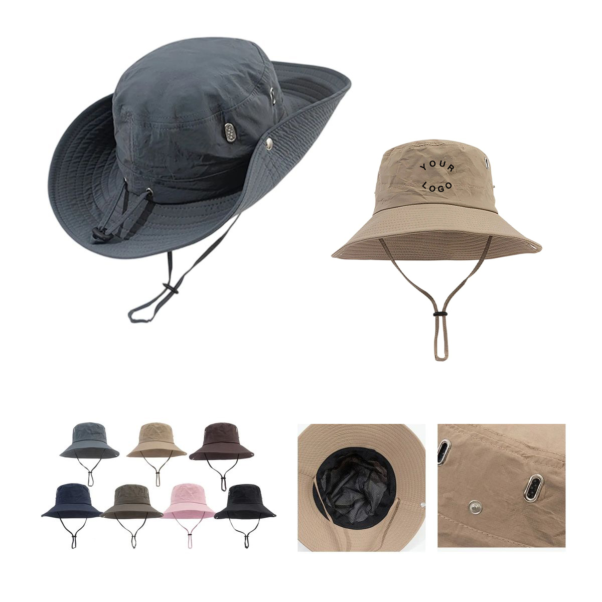 Sun Protection Bucket Hat with Mesh Panel 2