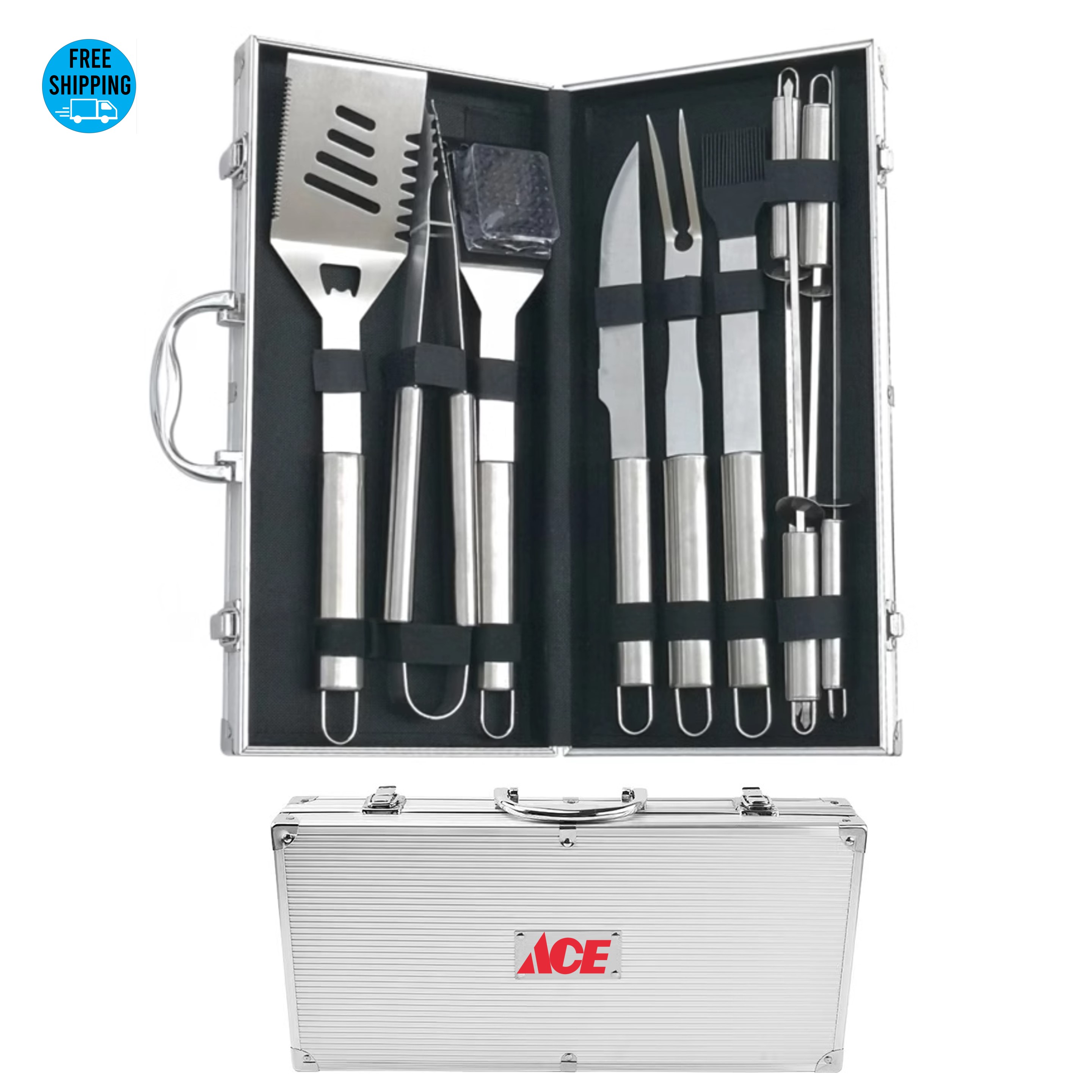10pcs BBQ Tool Set in Aluminum Case - OCEAN 3