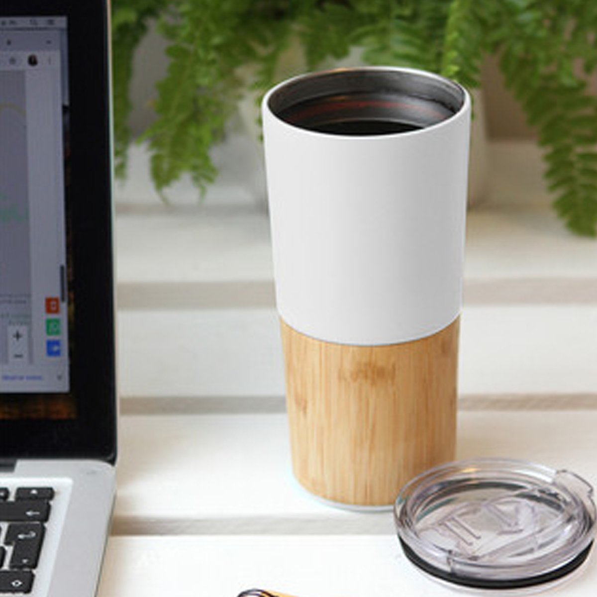 17Oz. Bamboo Base Stainless Steel Tumbler with Custom Logo 6