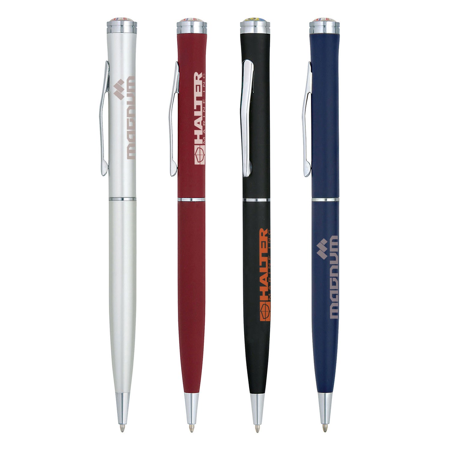 Aluminum Ballpoint Twist Metal Pen w/ Epoxy Dome Accent