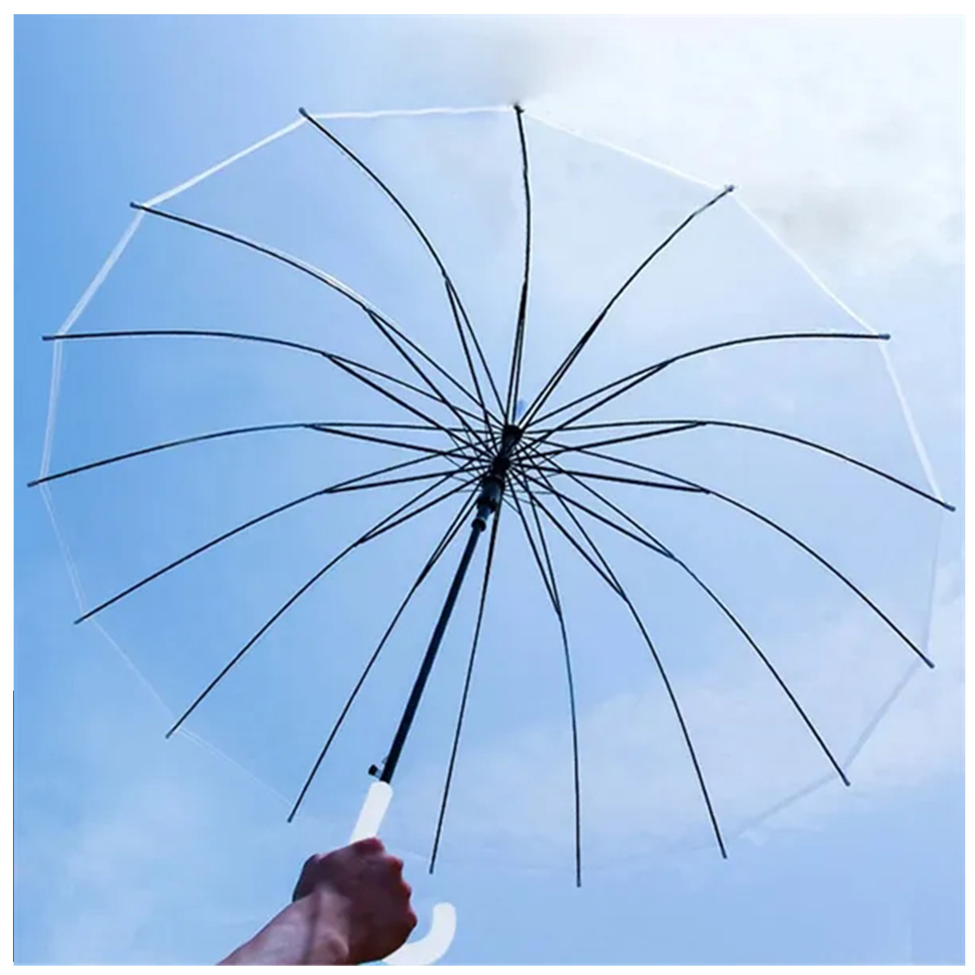 Transparent Umbrella Clear Plastic Rain Protection Travel 1